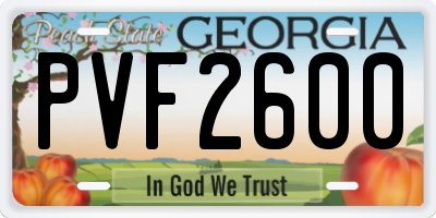 GA license plate PVF2600