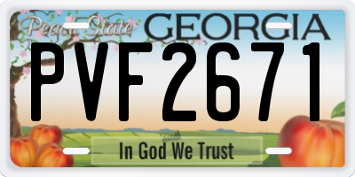 GA license plate PVF2671