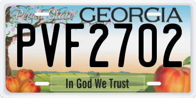 GA license plate PVF2702