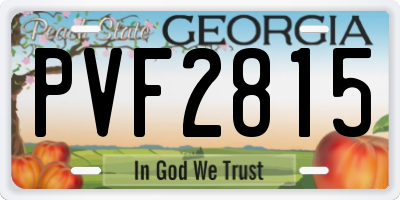 GA license plate PVF2815