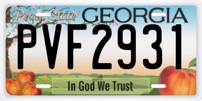 GA license plate PVF2931