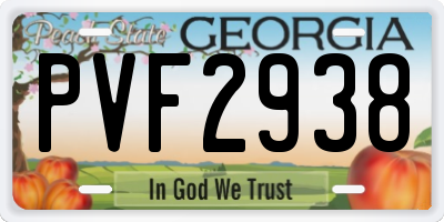 GA license plate PVF2938