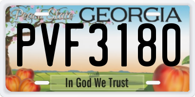 GA license plate PVF3180