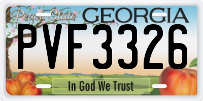 GA license plate PVF3326