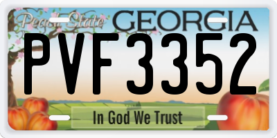 GA license plate PVF3352