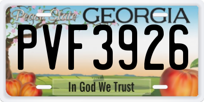 GA license plate PVF3926