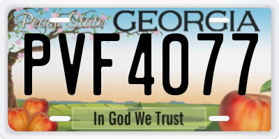 GA license plate PVF4077