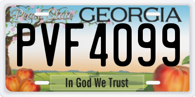 GA license plate PVF4099