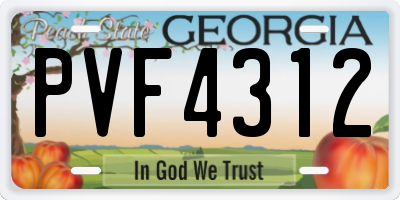 GA license plate PVF4312