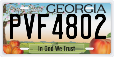 GA license plate PVF4802