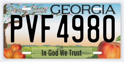 GA license plate PVF4980