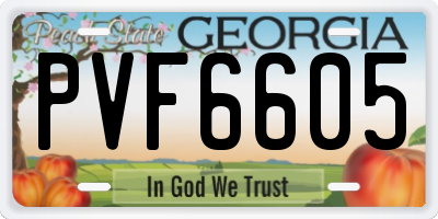 GA license plate PVF6605