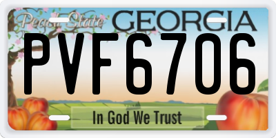 GA license plate PVF6706