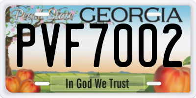 GA license plate PVF7002