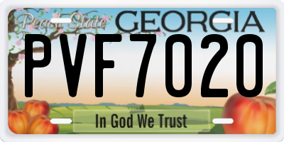 GA license plate PVF7020