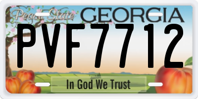 GA license plate PVF7712