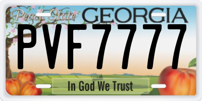 GA license plate PVF7777