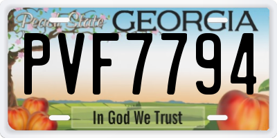 GA license plate PVF7794