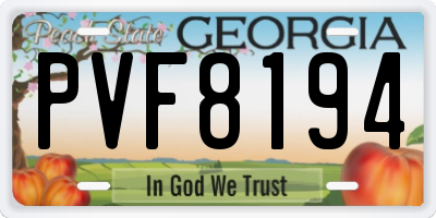 GA license plate PVF8194