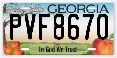 GA license plate PVF8670