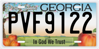 GA license plate PVF9122