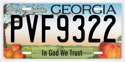 GA license plate PVF9322