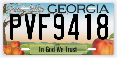 GA license plate PVF9418