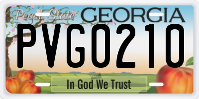 GA license plate PVG0210