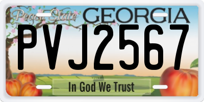 GA license plate PVJ2567
