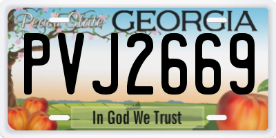 GA license plate PVJ2669