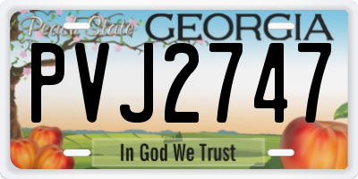 GA license plate PVJ2747