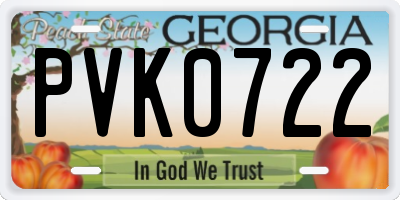 GA license plate PVK0722