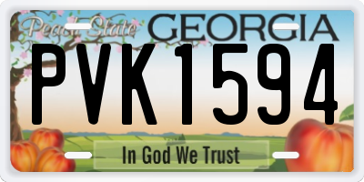GA license plate PVK1594