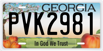 GA license plate PVK2981