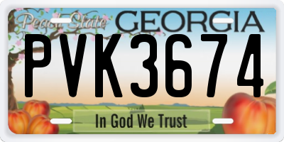 GA license plate PVK3674