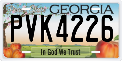 GA license plate PVK4226