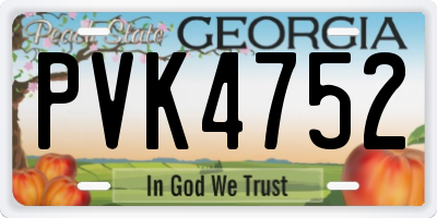 GA license plate PVK4752