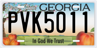 GA license plate PVK5011