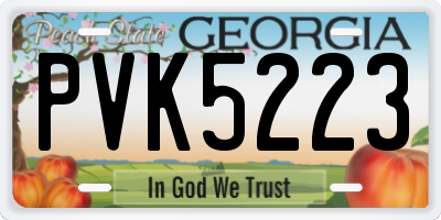 GA license plate PVK5223