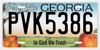 GA license plate PVK5386
