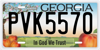 GA license plate PVK5570