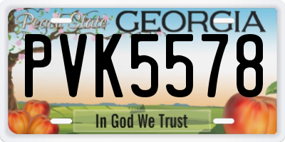 GA license plate PVK5578