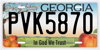 GA license plate PVK5870