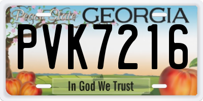 GA license plate PVK7216