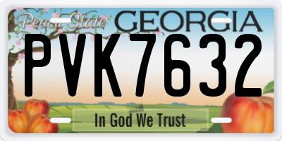 GA license plate PVK7632