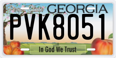GA license plate PVK8051