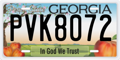 GA license plate PVK8072