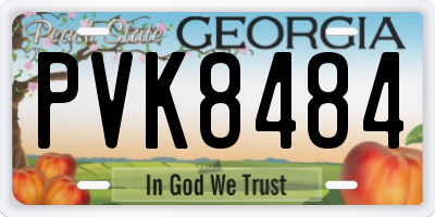 GA license plate PVK8484