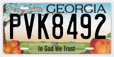 GA license plate PVK8492