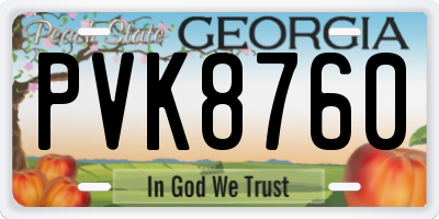 GA license plate PVK8760
